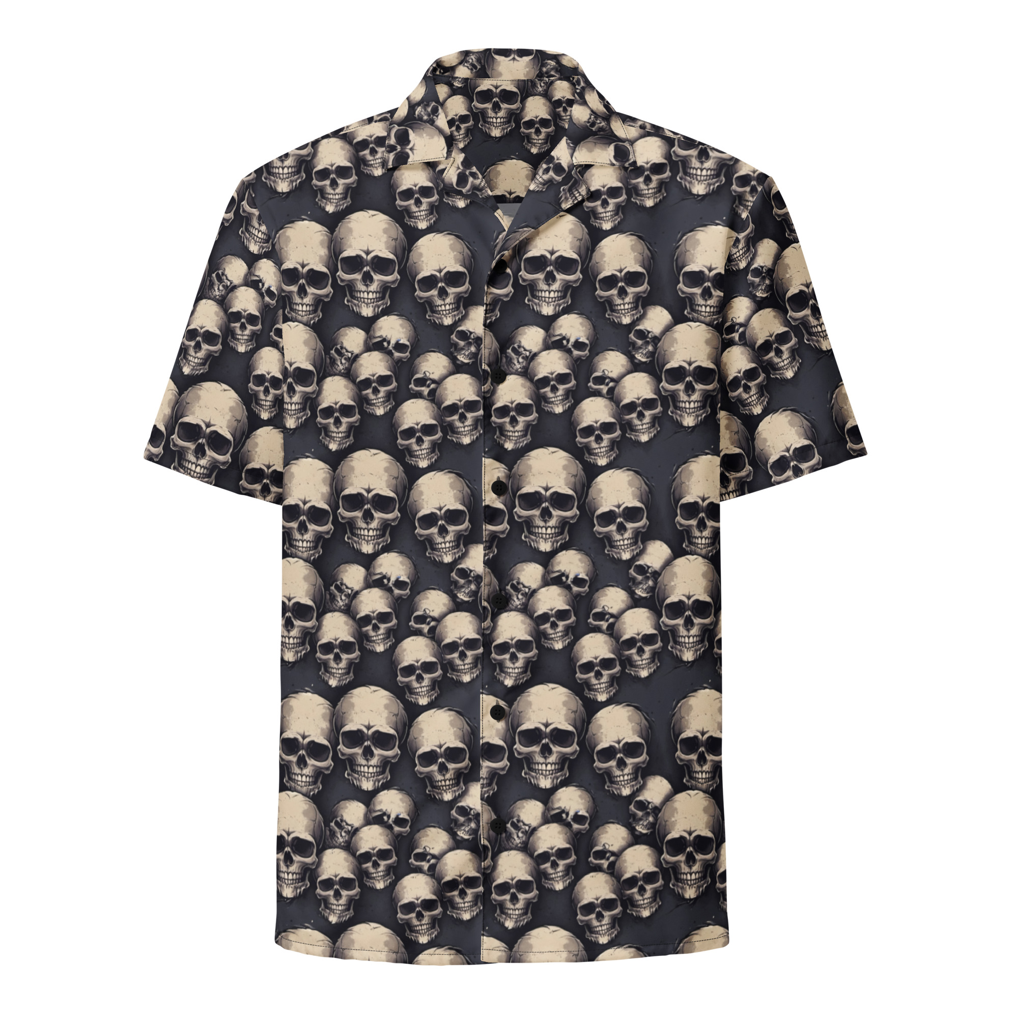 Skulls a Pumpkin Carving Halloween Party Button Shirt