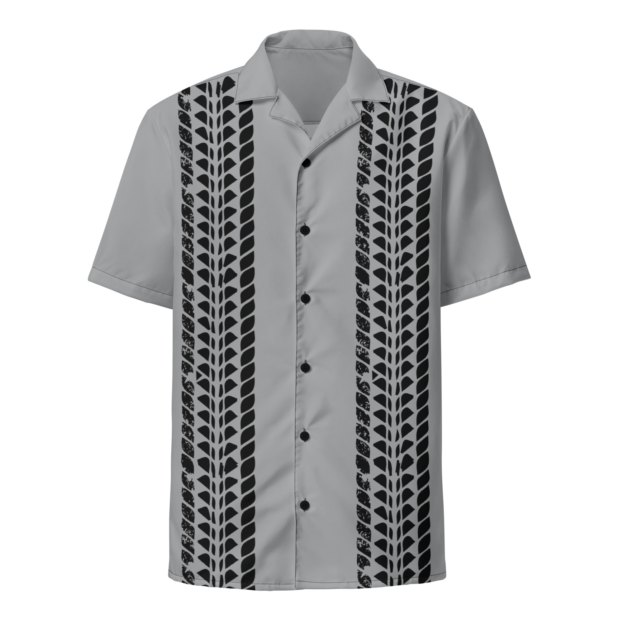 Hotrod Car Button Bowling Button Shirt (Gray)
