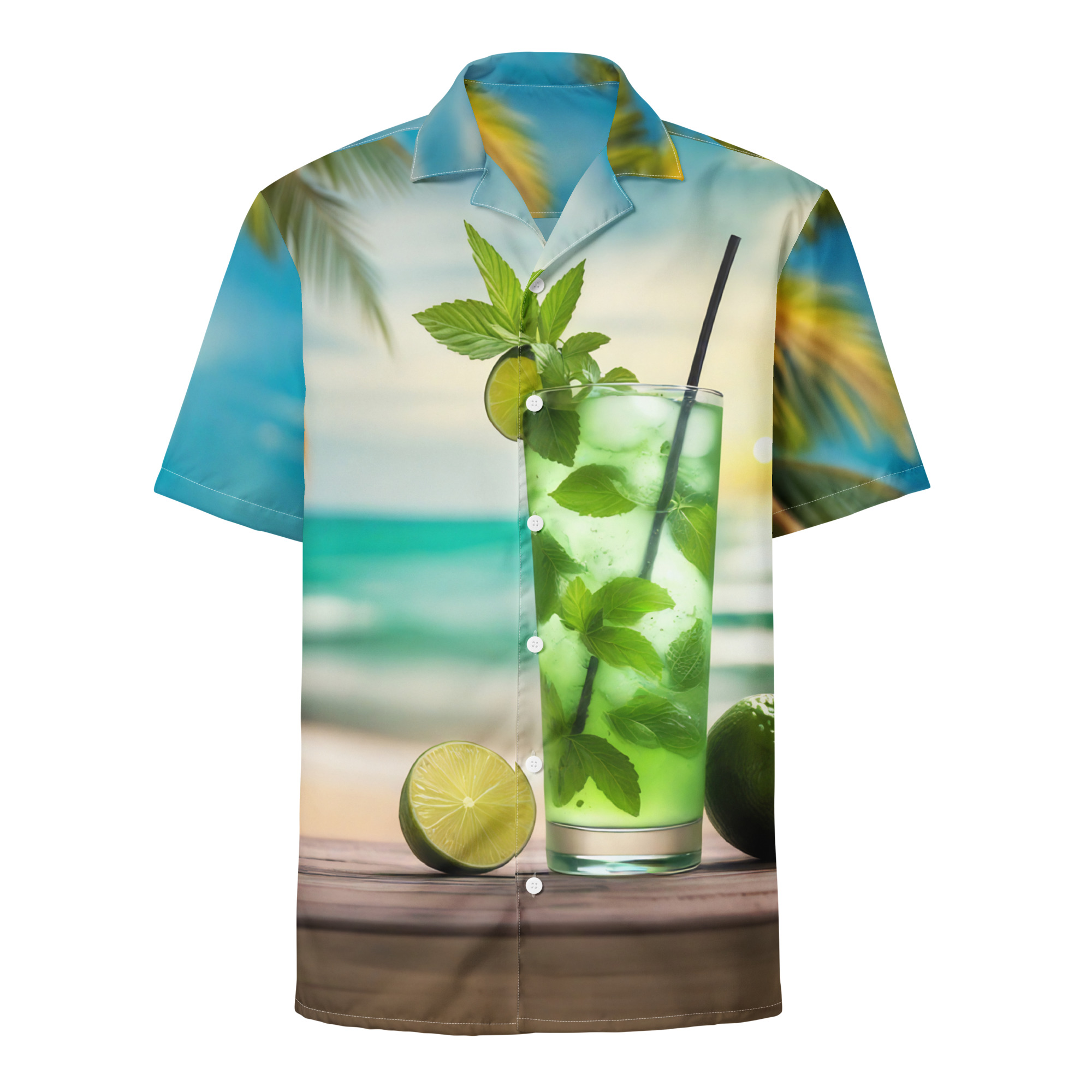 Mojito Hawaii Pool Party Button Up Beach Shirt
