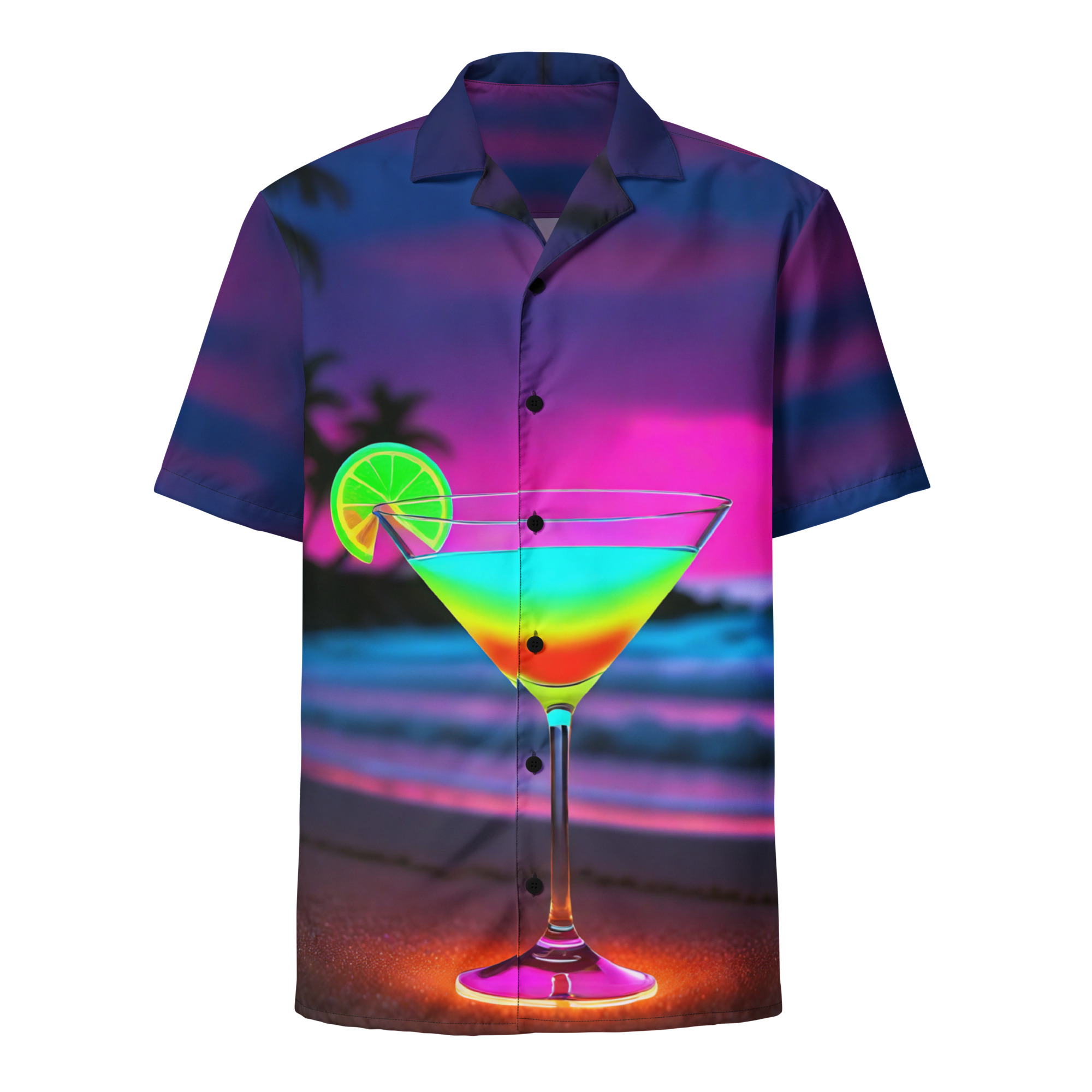 Martini Hawaii Pool Party Button Up Beach Shirt